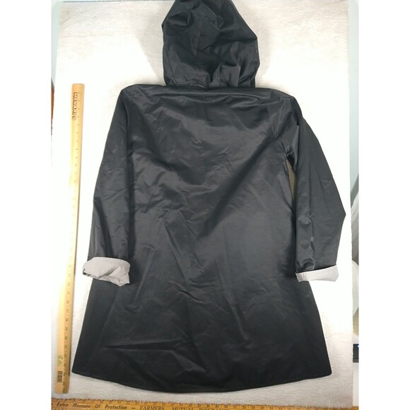 Eileen Fisher Organic Cotton Nylon Reversible Hooded Jacket Black/Gray Medium - Picture 11 of 13